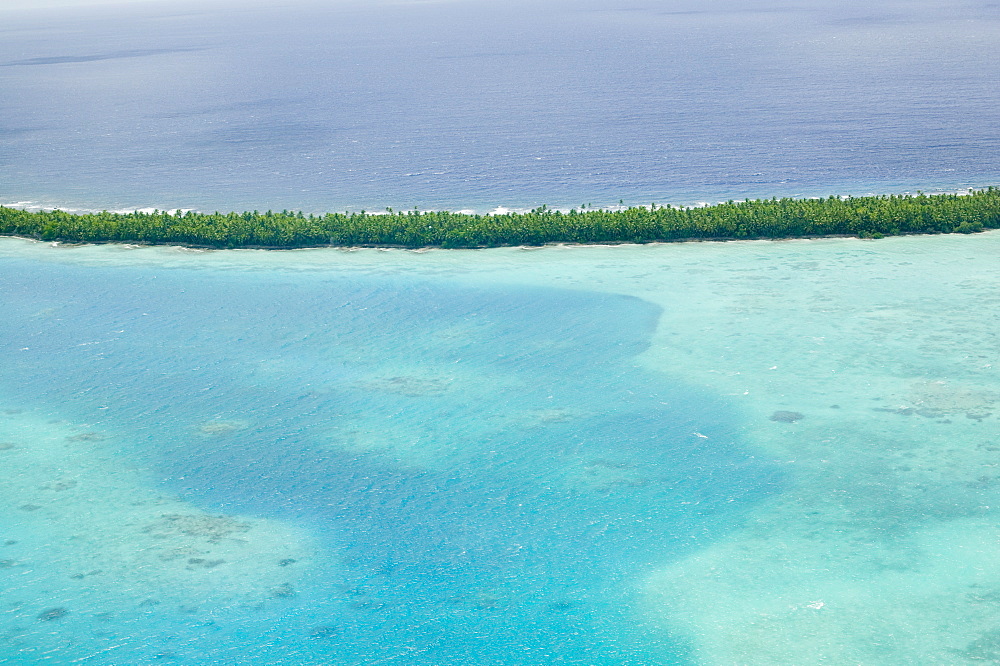 Funafuti Atoll from the air threatened by global warming induced sea level rise, Tuvalu, Pacific