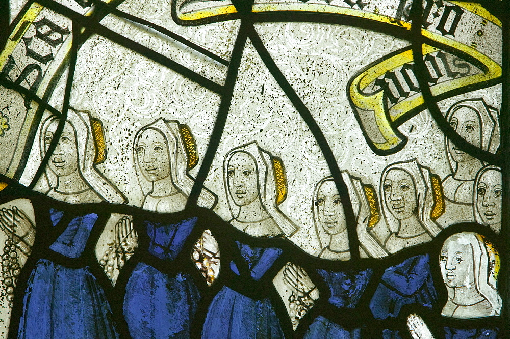 Medieval stained glass in St. Neots church on Bodmin Moor, Cornwall, England, United Kingdom, Europe