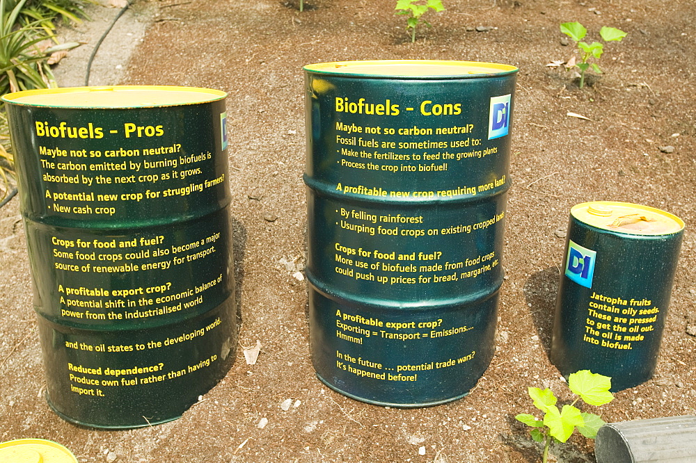 A bio fuel display at the Eden Project, Cornwall, England, United Kingdom, Europe