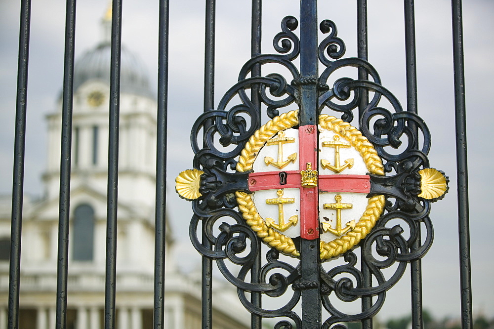 The gates to the Royal Naval College, Greenwich, UNESCO World Heritage Site, London, England, United Kingdom, Europe