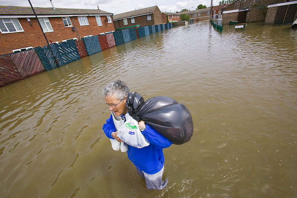 The village of Toll Bar one of many places hit by unprecedented floods in June 2007, near Doncaster, South Yorkshire, England, United Kingdom, Europe