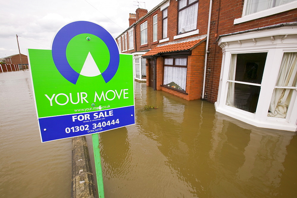 The village of Toll Bar one of many places hit by unprecedented floods in June 2007, near Doncaster, South Yorkshire, England, United Kingdom, Europe