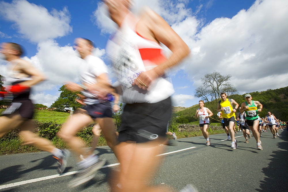 Runners in the Windermere Marathon in the Lake District, Cumbria, England, United Kingdom, Europe