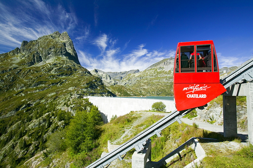 Lake Emerson on the French Swiss border to generate hydro electricity, France, Europe