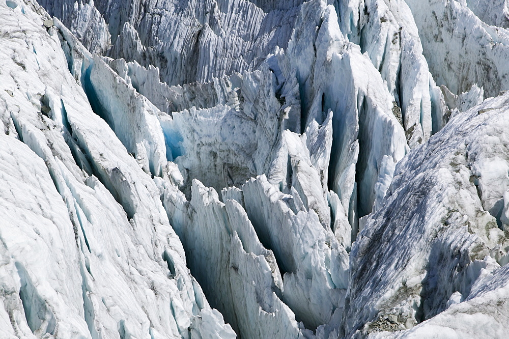 The Argentiere Glacier, like most Alpine glaciers it is retreating rapidly due to global warming, Chamonix, Haute Savoie, France, Europe