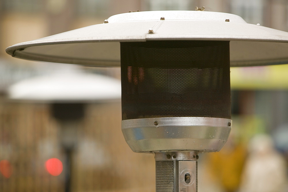 A patio heater outside a pub in a smoking area, Leicestershire, England, United Kingdom, Europe