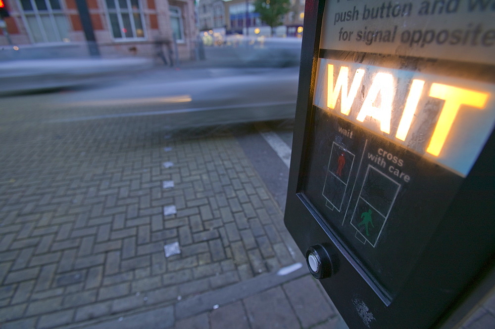 A pedestrian crossing in Loughborough, Leicestershire, England, United Kingdom, Europe