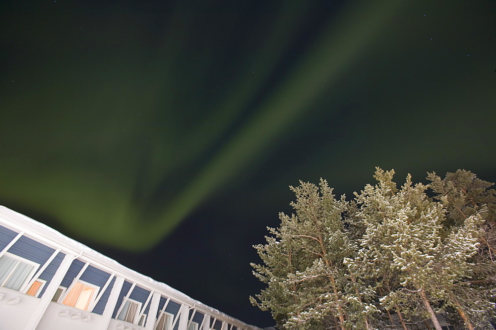 The Northern Lights above Saariselka, Northern Finland, Finland, Scandinavia, Europe