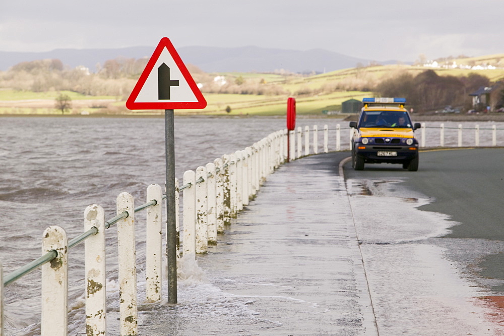 Flooding at Sandside near Arnside, Cumbria, England, United Kingdom, Europe