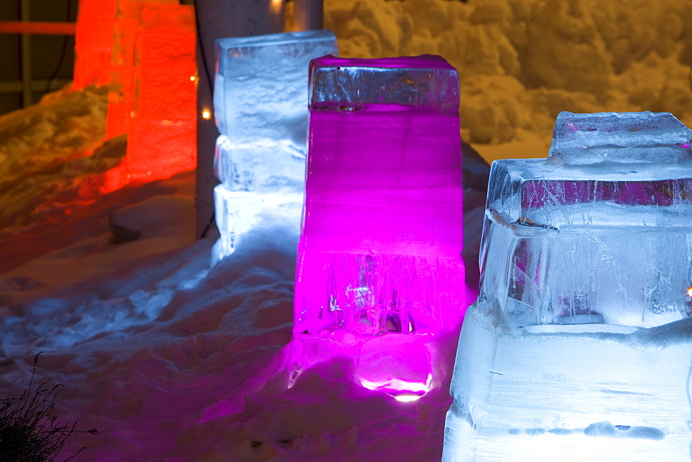 Ice lights in winter in Saariselka, Northern Finland, Finland, Scandinavia, Europe