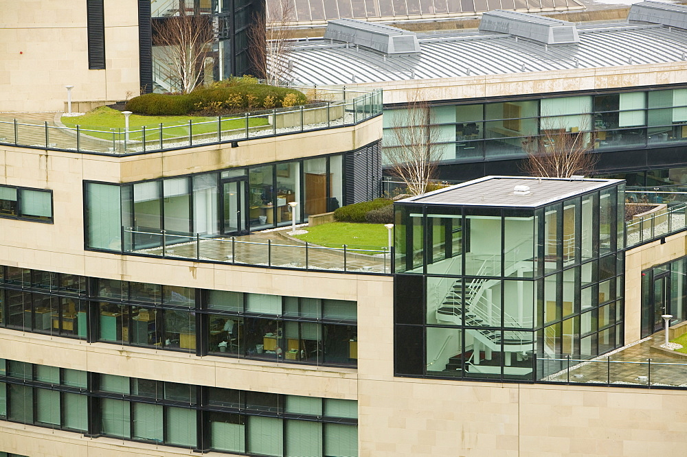 An architect designed modern building with a grass roof just off Princes Street, Edinburgh, Scotland, United Kingdom, Europe