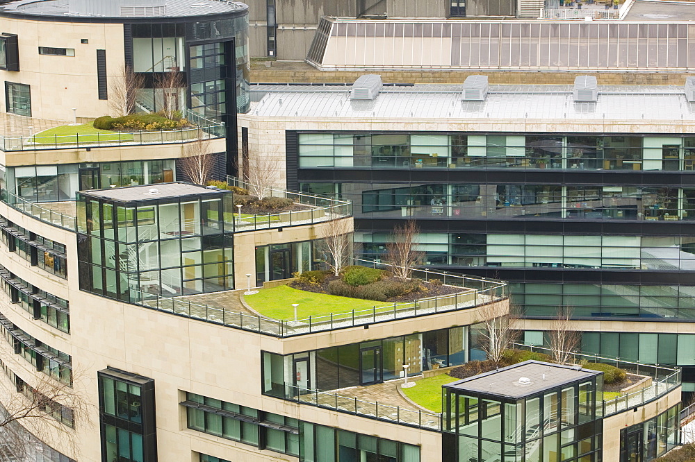 An architect designed modern building with a grass roof just off Princes Street, Edinburgh, Scotland, United Kingdom, Europe