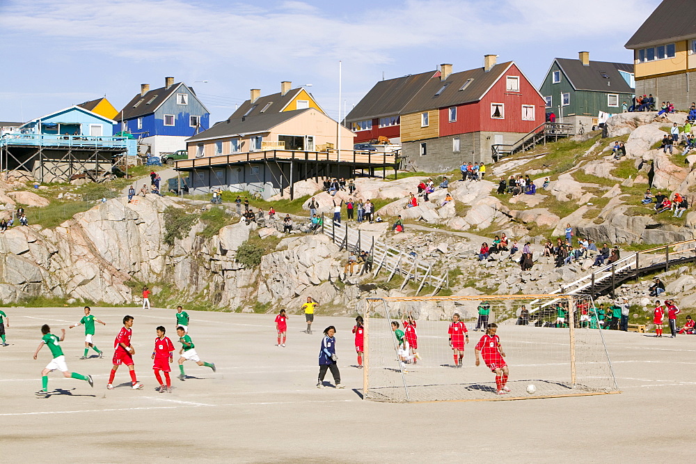 A football match in Ilulissat, Greenland, Polar Regions