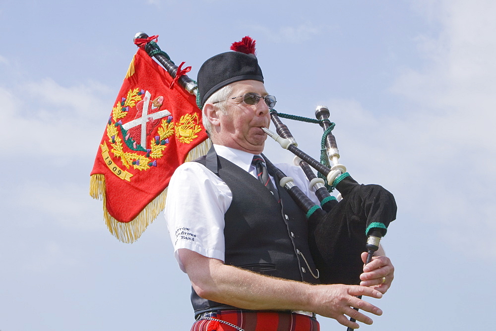 A bagpipe player, Scotland, United Kingdom, Europe