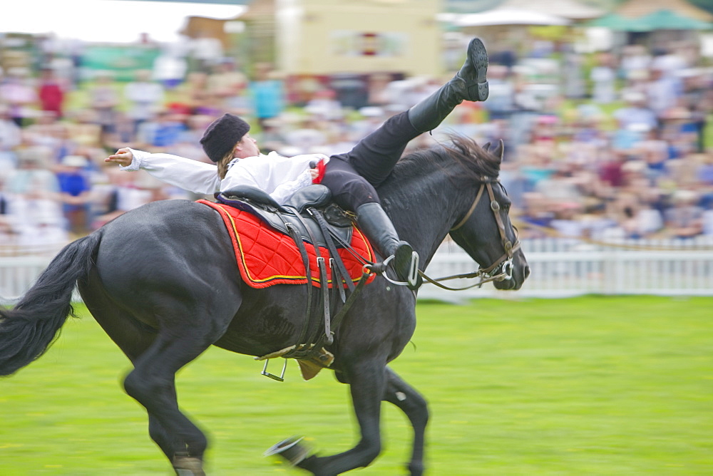 Cossack horse rider at the Holker countryside Festival in Cumbria, England, United Kingdom, Europe