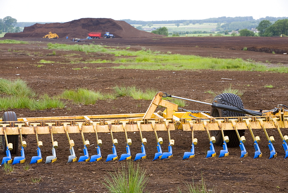 Nutberry Moss, a lowland blanket peat bog which is being destroyed to provide peat for the horticultural industry, near Gretna, Scotland, United Kingdom,  Europe