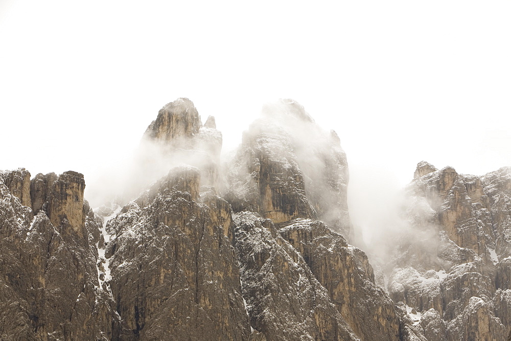 A storm clearing the Sella mountains in the Italian Dolomites, Italy, Europe