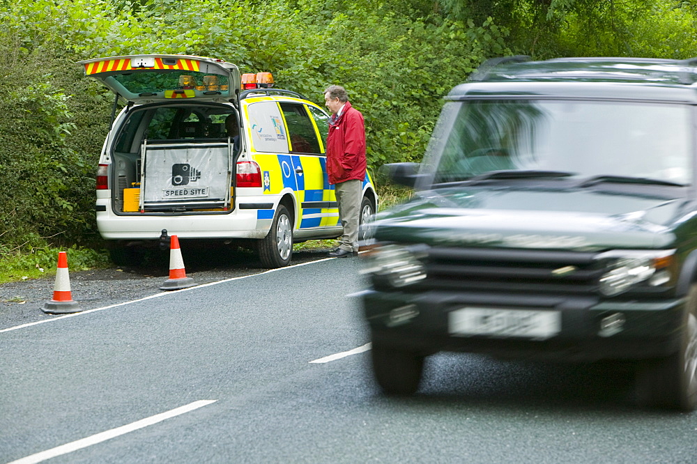 A police speed camera unit in Clitheroe, Lancashire, England, United Kingdom, Europe