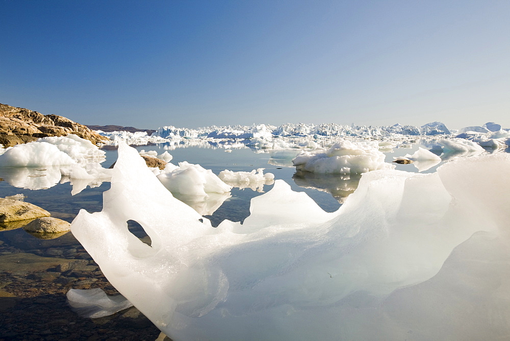 The Jacobshavn glacier (Sermeq Kujalleq), Greenland, Polar Regions