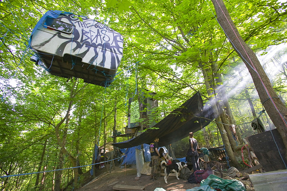 Environmental protest at the Nine Ladies stone circle camp, Derbyshire, England, United Kingdom, Europe