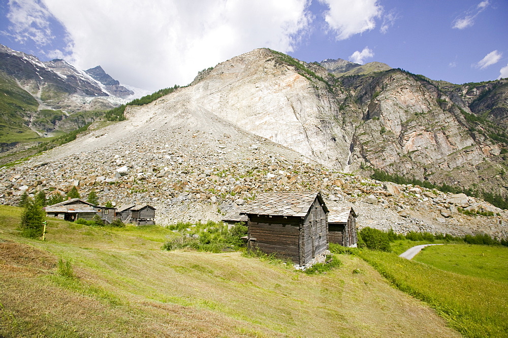 The massive 1991 Randa landslide below Zermatt, Switzerland, Europe