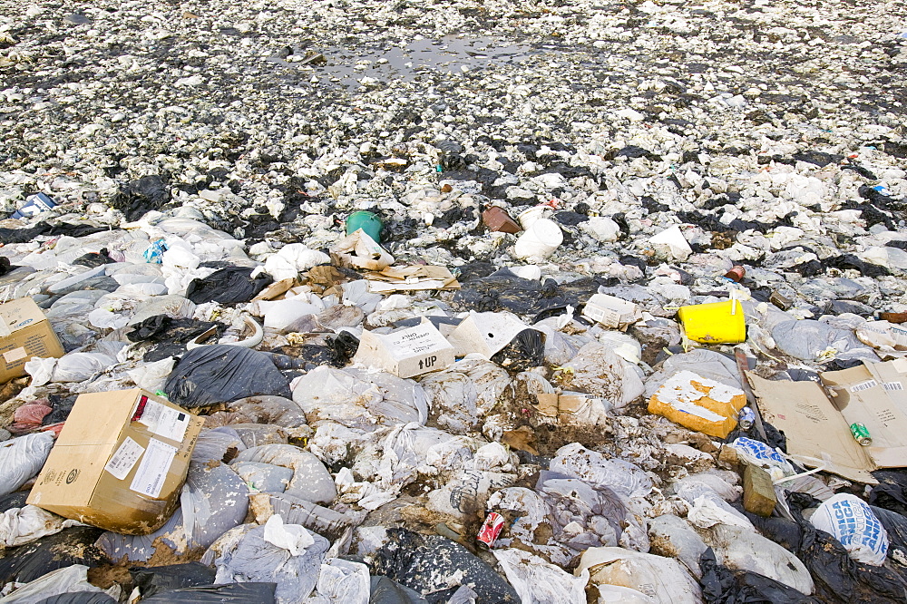 The sewage lagoon on Shishmaref, a tiny island inhabited by around 600 Inuits, between Alaska and Siberia in the Chukchi Sea, United States of America, North America