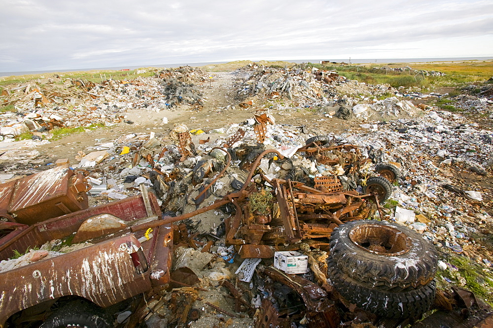 The dump on Shishmaref, a tiny island inhabited by around 600 Inuits, between Alaska and Siberia in the Chukchi Sea, United States of America, North America