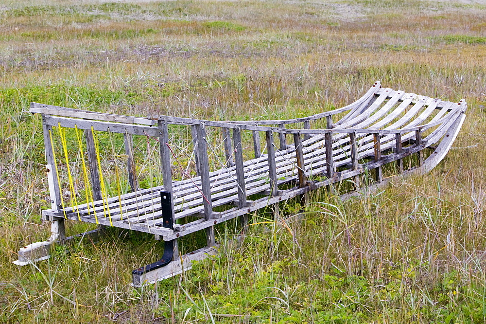 A dog sled on Shishmaref, a tiny island inhabited by around 600 Inuits, between Alaska and Siberia in the Chukchi Sea, United States of America, North America