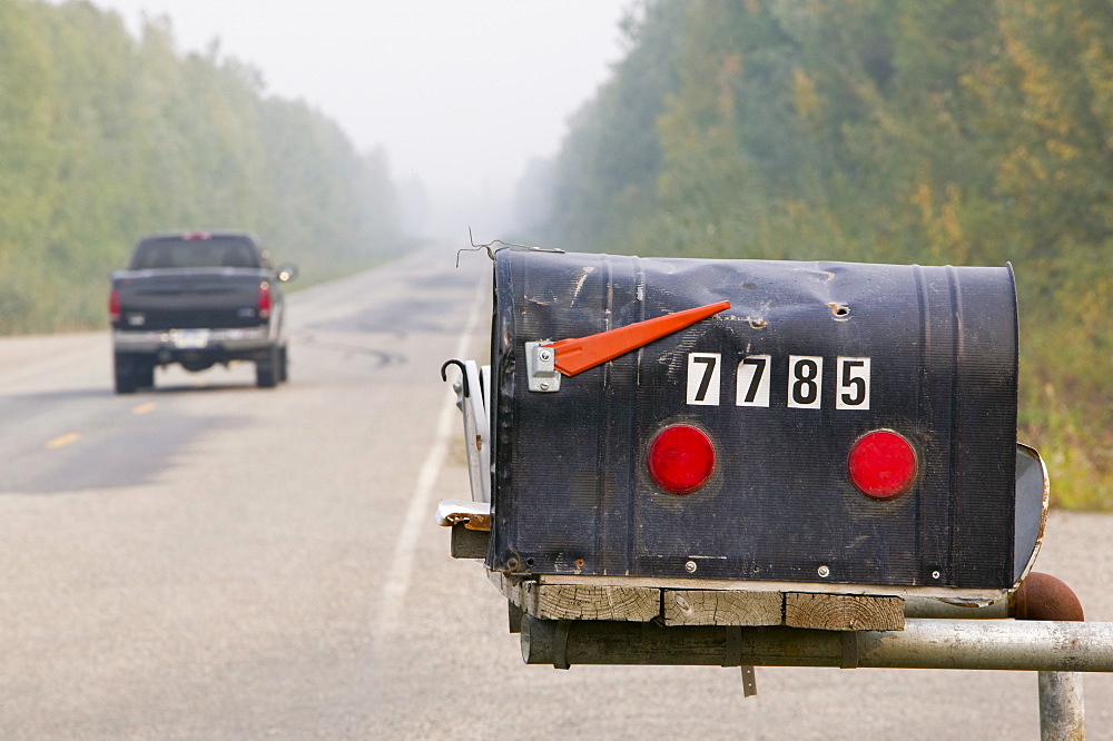 A post box for a house on a road near Fairbanks, Alaska, United States of America, North America