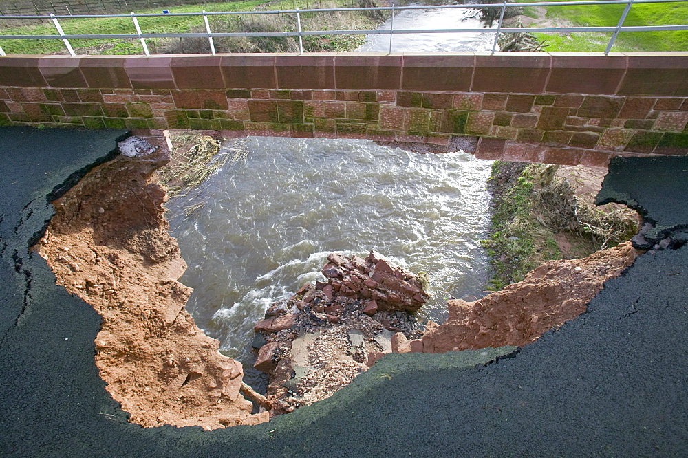 Bridge over the River Petteril destroyed in January 2005 when a severe storm hit Cumbria, Carlisle, Cumbria, England, United Kingdom, Europe