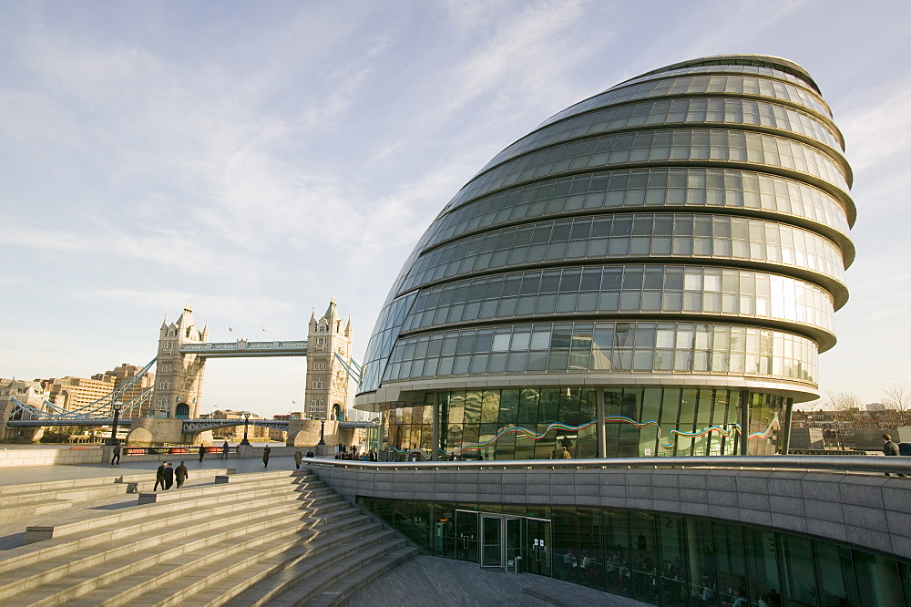 London City Hall and Tower Bridge, London, England, United Kingdom, Europe