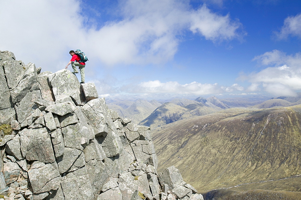 A climber on Ben Starav, a Munro in the Highlands, Scotland, United Kingdom, Europe