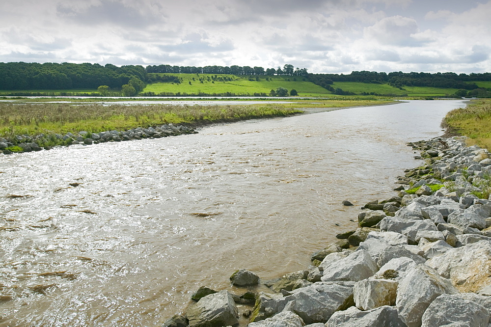 The Breach at Alkborough created in the sea defences to allow sea water to flood agricultural land and create a wetland for wildlife, Humber Estuary, Humberside, England, United Kingdom, Europe