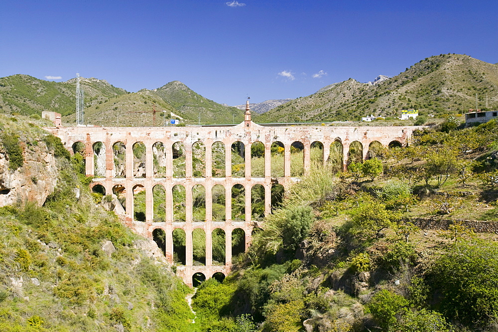 The Romanesque aqueduct at Nerja, Andalucia, Southern Spain, Europe