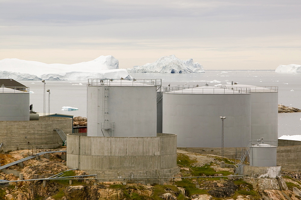 Oil storage depot in Ilulissat on Greenland, Polar Regions