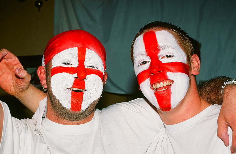 England football fans celebrate a goal in the World Cup