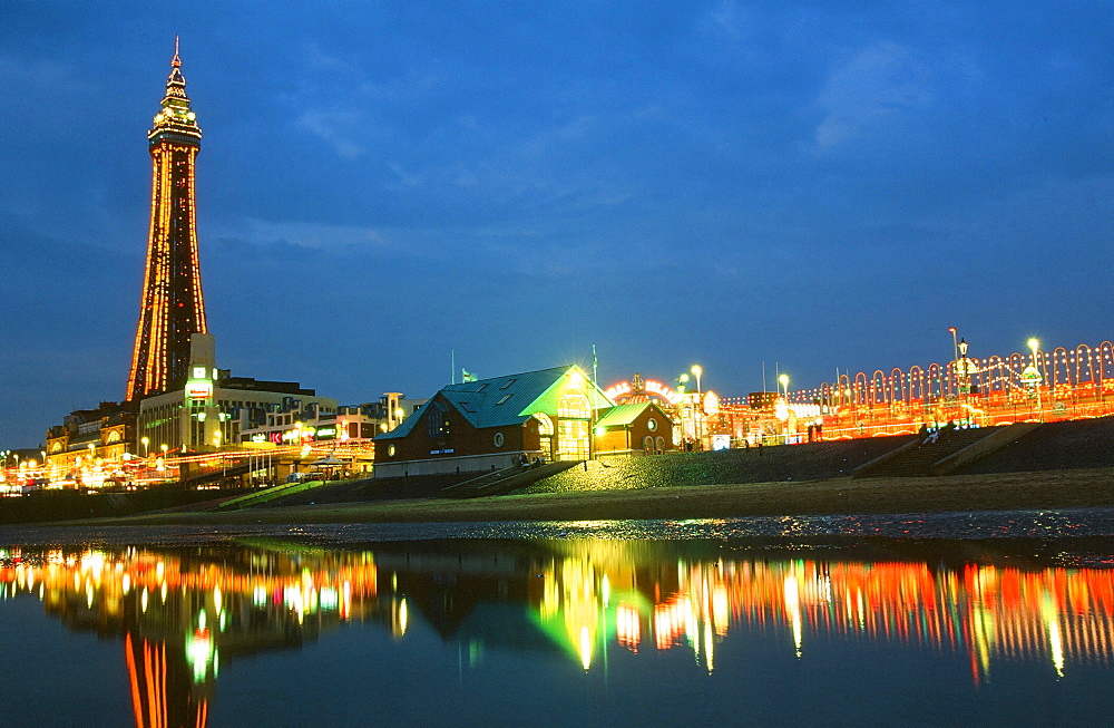 Blackpool Tower and the Illuminations, Lancashire, England, United Kingdom, Europe