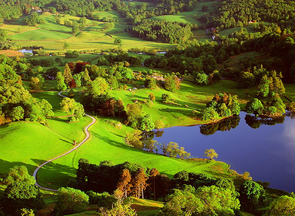 Loughrigg Tarn in the Lake District National Park, Cumbria, England, United Kingdom, Europe