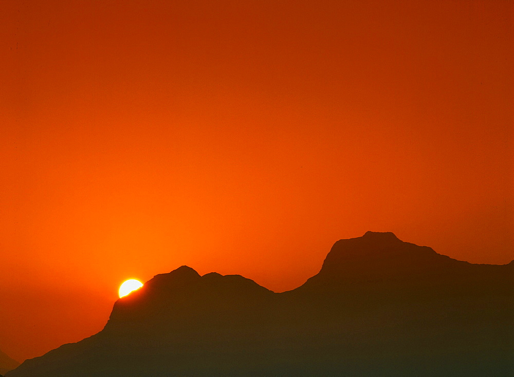 The Langdale Pikes at sunset in the Lake District National Park, Cumbria, England, United Kingdom, Europe