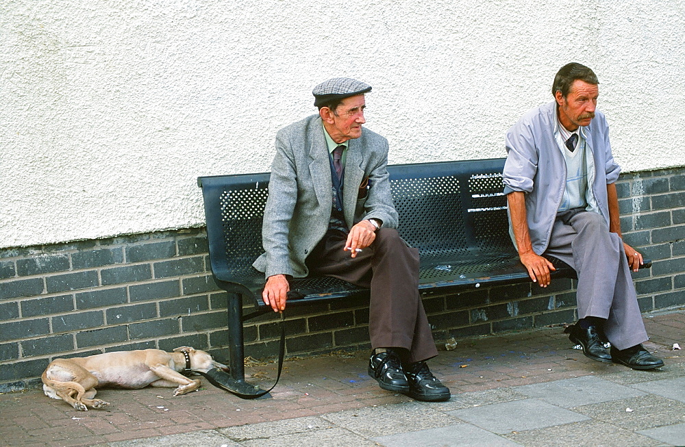 Old working class men on a council estate in Carlisle, Cumbria, England, United Kingdom, Europe