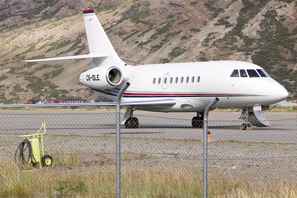 A plane at Kangerlussuaq airport used to fly transect flights over the Greenland ice sheet to measure air pollution from forest fires in Siberia, Greenland, Polar Regions