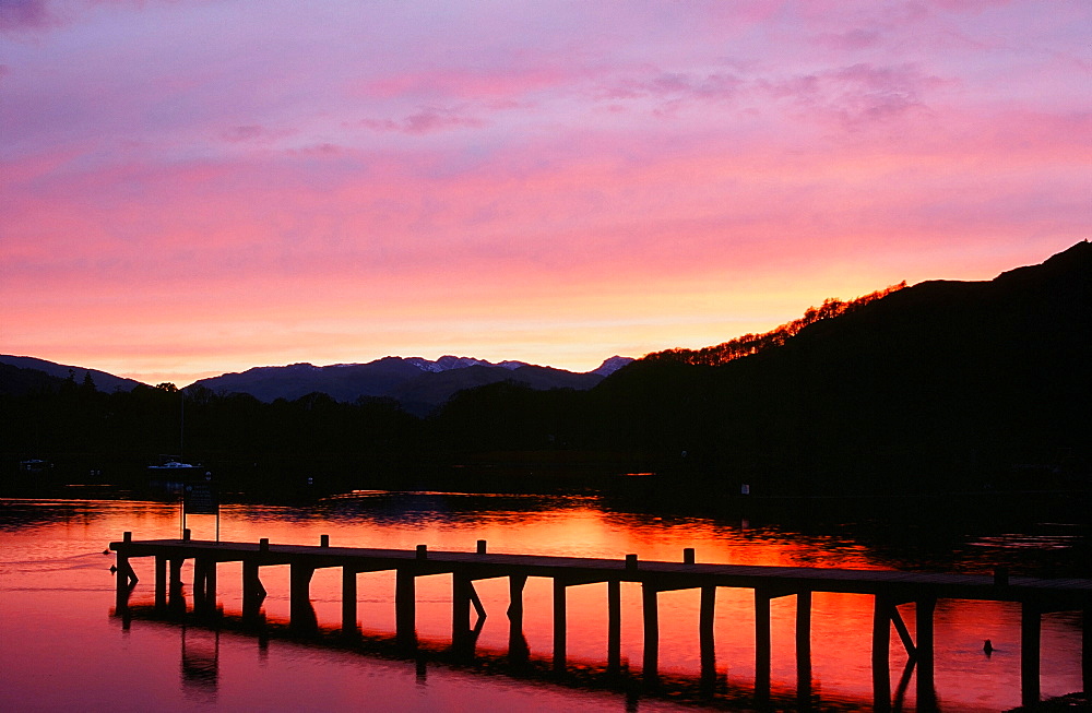 Sunset over Windermere in the Lake District National Park, Cumbria, England, United Kingdom, Europe