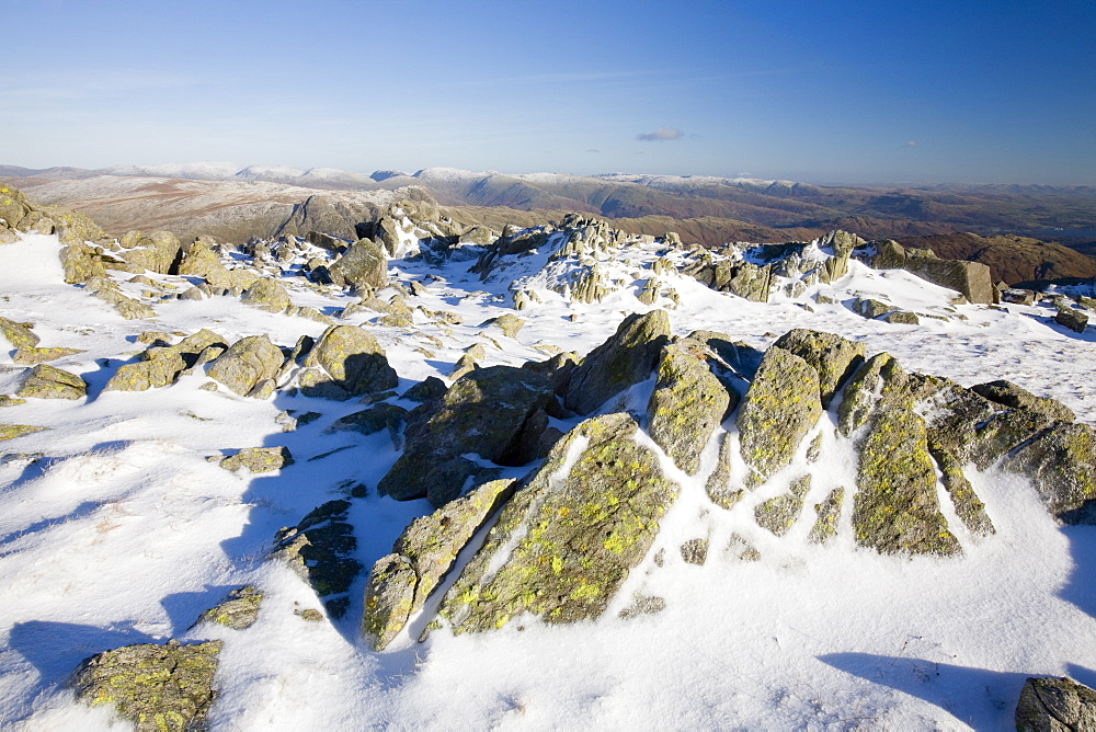 The Helvellyn range from Crinkle Crags in the Lake District National Park, Cumbria, England, United Kingdom, Europe