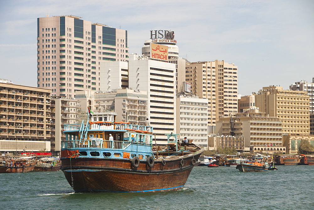 Dhows on the Dubai Creek in Dubai, United Arab Emirates, Middle East