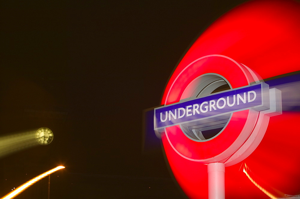 A London Underground sign at Kings Cross, London, England, United Kingdom, Europe