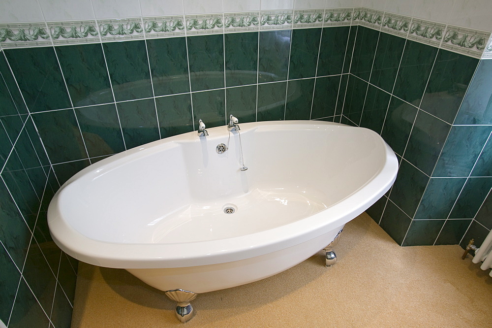 A hotel bathroom bath, Windermere, Cumbria, England, United Kingdom, Europe