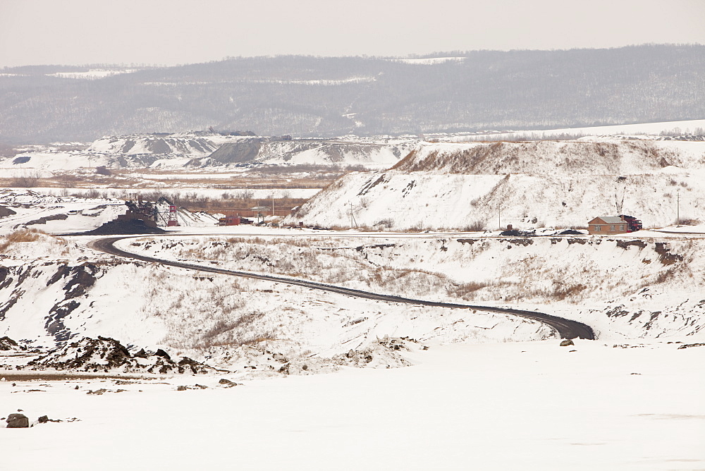 An open cast coal mine near Heihe on the Chinese Russian border, Heilongjiang, China, Asia