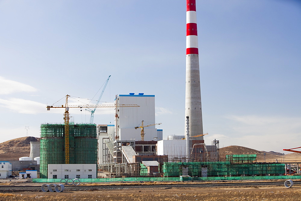 A coal fired power plant being constructed in Inner Mongolia, China, Asia