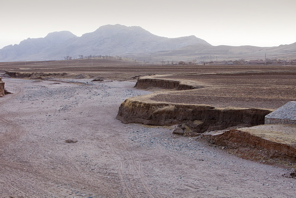 A dried up river in Inner Mongolia, China, Asia