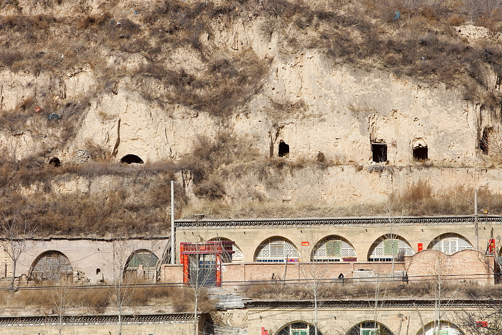 Ancient cave houses dug into Loess deposits in Shanxi province, northern China, Asia